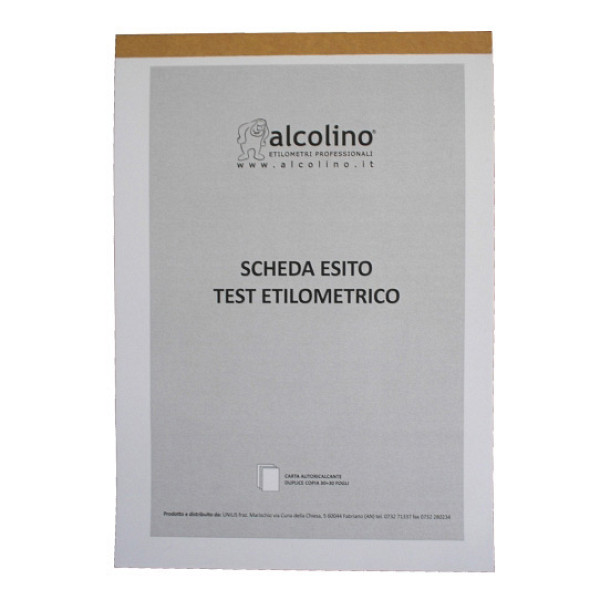 BLOCCO CARTA CHIMICA TEST ETILOMETRICI